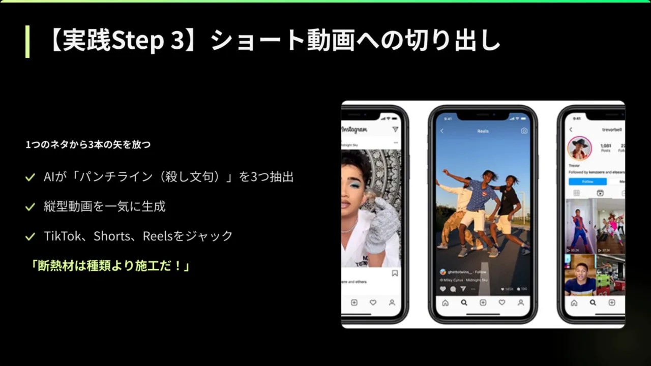 スライド：実践Step3 ショート動画への切り出し（スマホ表示例）