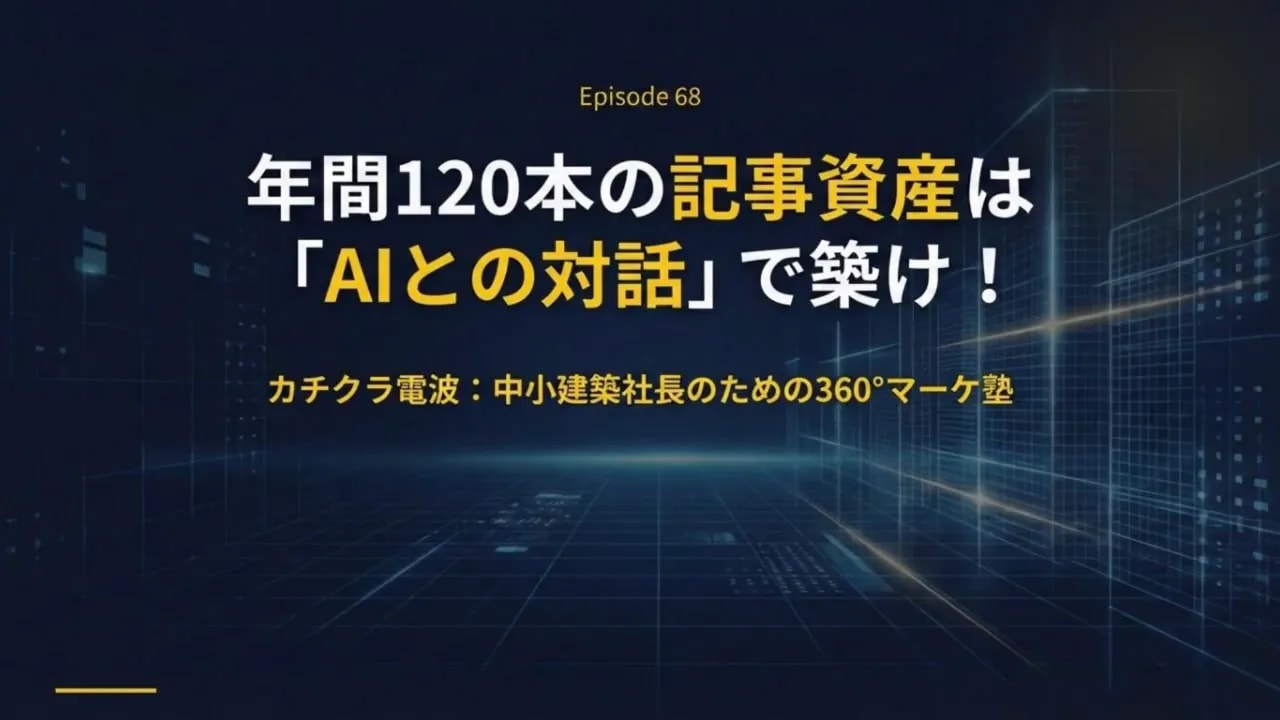 年間120本の記事資産は「AIとの対話」で築けという読みやすいタイトルスライド