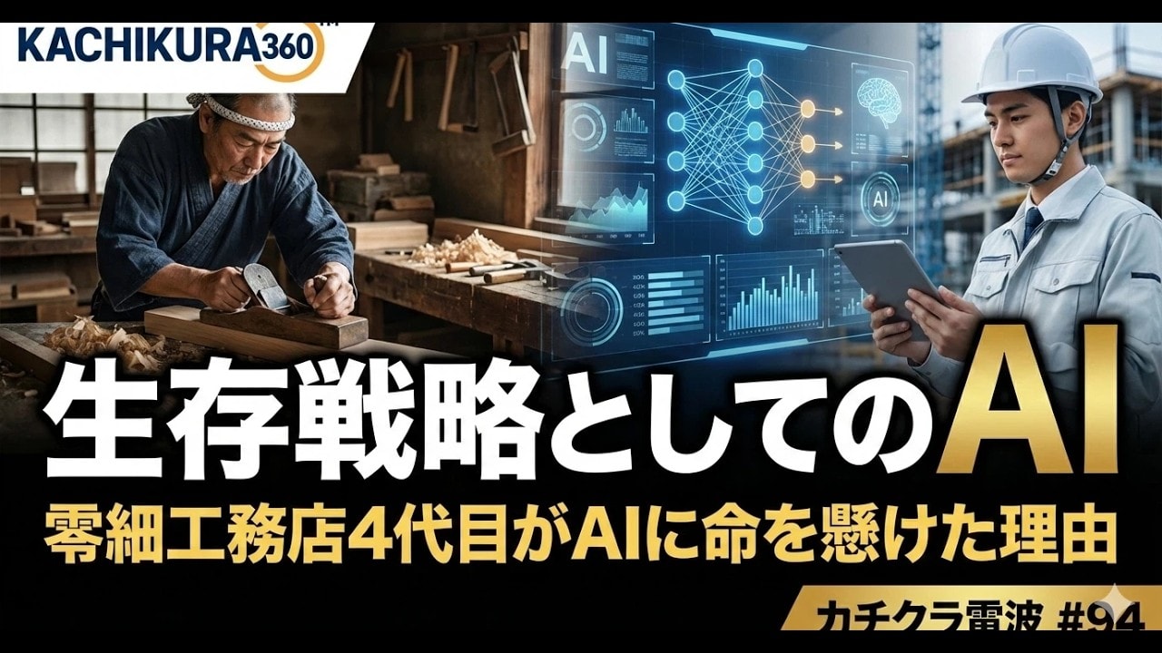 video thumbnail for '生存戦略としてのAI:なぜ零細工務店の4代目は「生成AI」に命を懸けたのか?【カチクラ電波E94】'