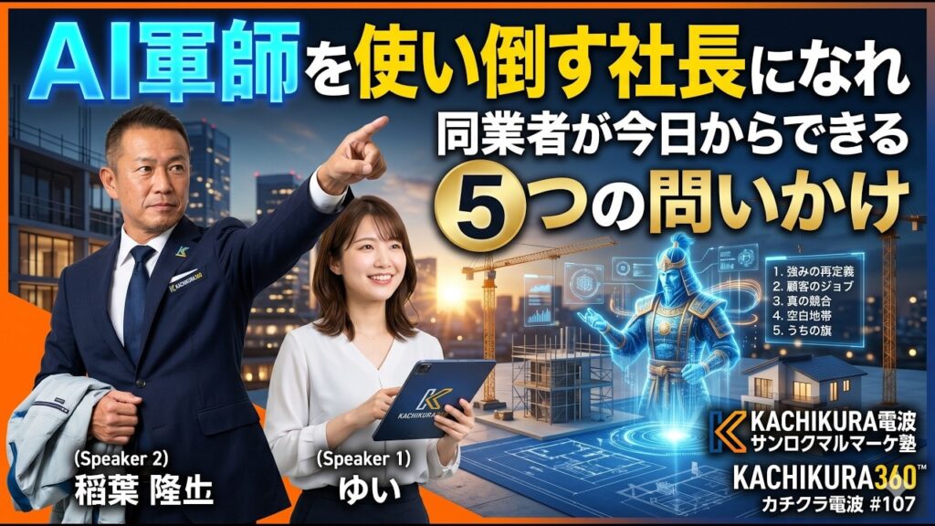 video thumbnail for 'AI軍師を使い倒す社長になれ ── 同業者が今日からできる5つの問いかけ'