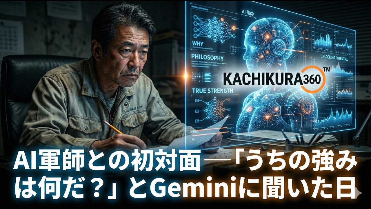 video thumbnail for 'AI軍師との初対面 ── 「うちの強みは何だ？」とGeminiに聞いた日【カチクラ電波E101】'